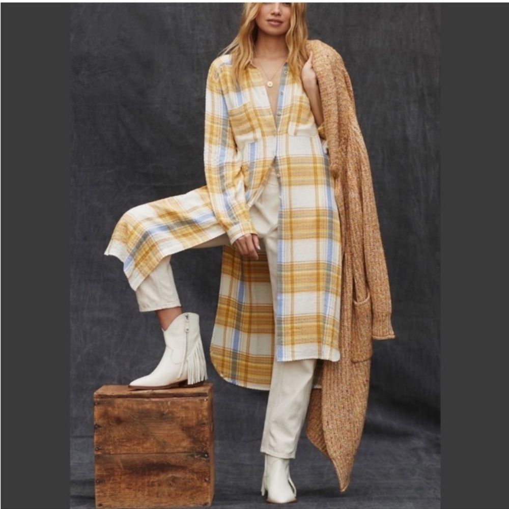 Anthropologie Pilcro Side-Slit Maxi Tunic Button-down Size Small NWT - Picture 2 of 10